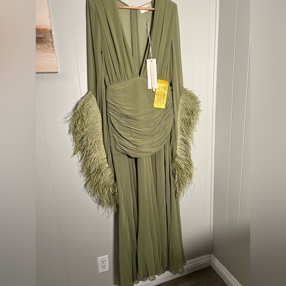 BRONX AND BANCO
Geisha Feather-cuff Gown in Chiffon - Picture 7 of 12